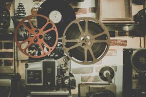 Movie projector with reels